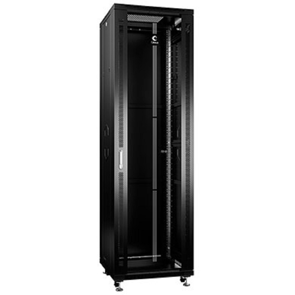 Cabeus SH-05C-42U60/80-BK Шкаф монтажный телекоммуникационный 19" напольный для распределительного и серверного оборудования 42U 600x800x2055mm (ШхГхВ) передняя стеклянная и задняя сплошная металличес