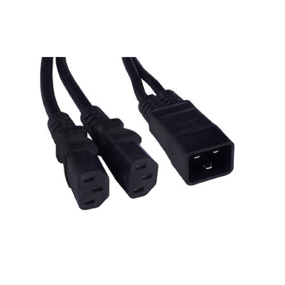 Cabeus PC-IEC20-2xIEC13-1.5-0.3M Кабель питания (C20 - 2xC13) (3x1.5), черный, 0.3 м