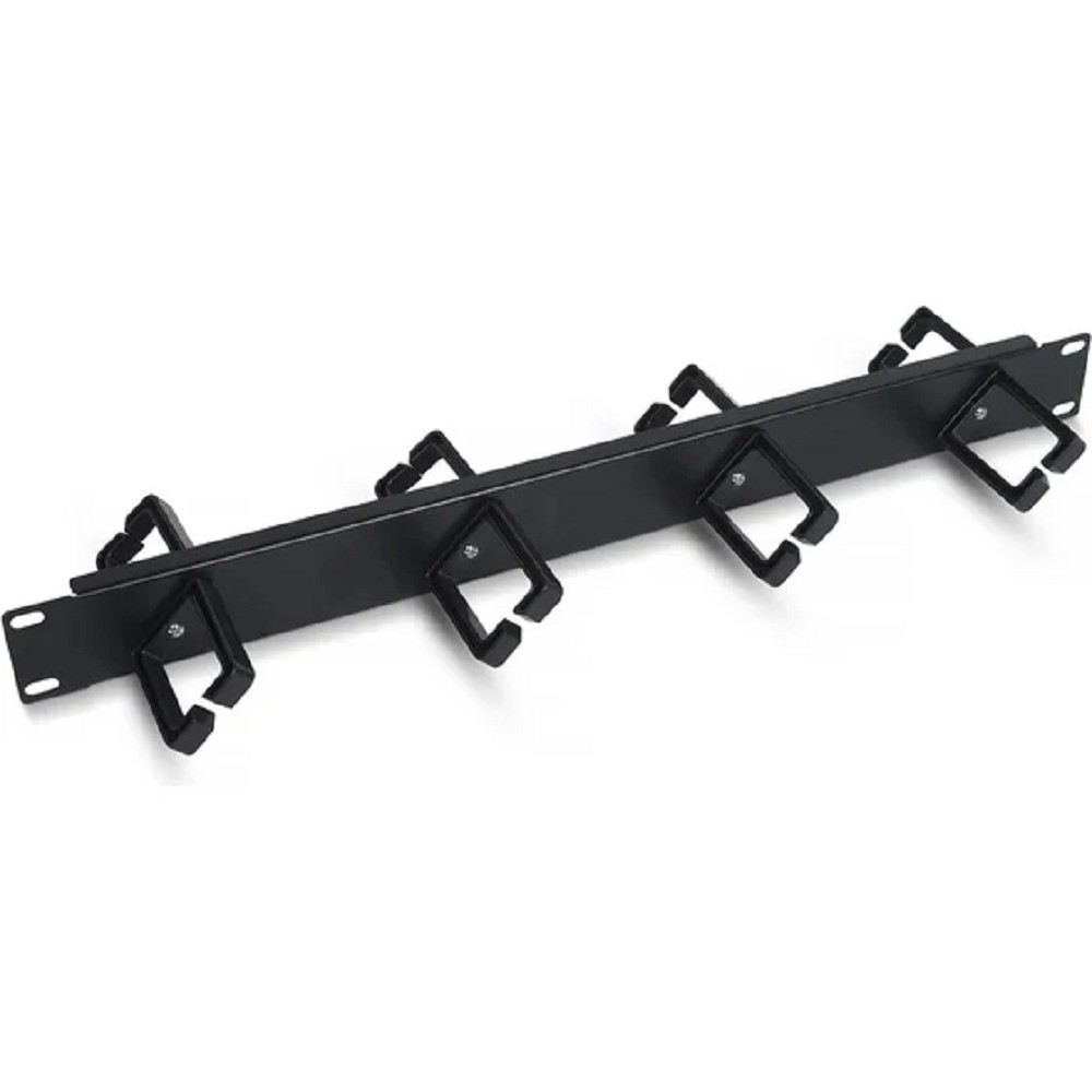 Cabeus JB08-1U-45-BK Кабельный органайзер горизонтальный 19" 1U двухсторонний, 8 пластиковых колец под углом 45 градусов