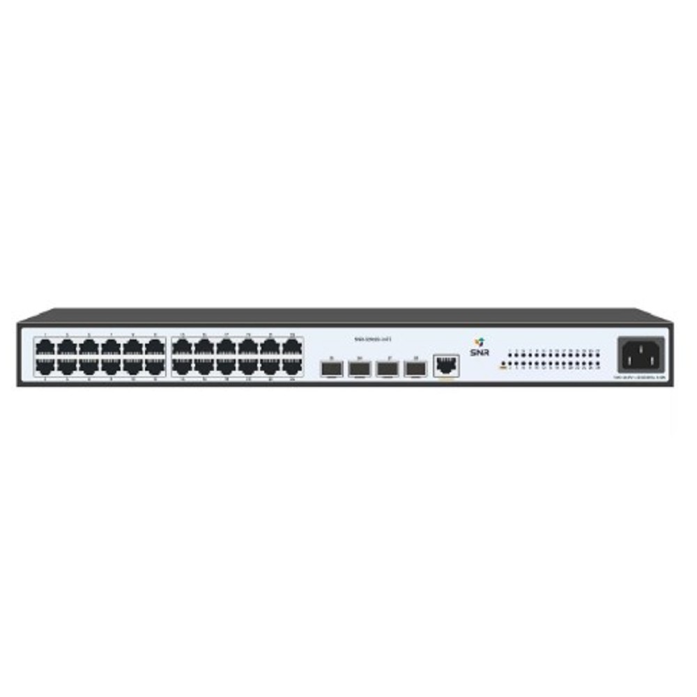 SNR SNR-S2982G-24TE Управляемый коммутатор уровня 2, 24 порта 10/100/1000Base-T и 4 порта 100/1000Base-X (SFP), встроенный БП ~220V AC