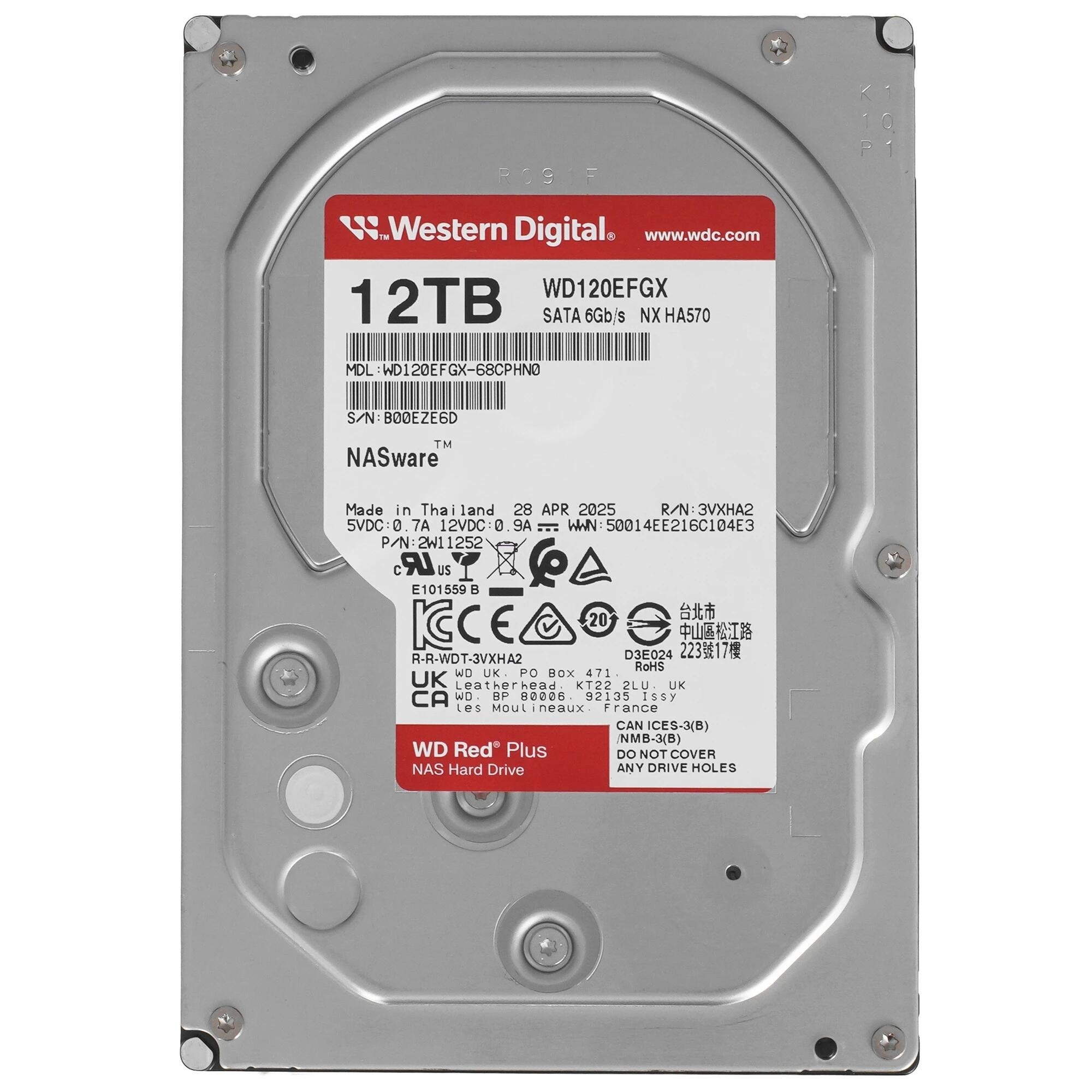 12TB WD Red Plus (WD120EFGX) {Serial ATA III, 7200- rpm, 256Mb, 3.5", NAS Edition}