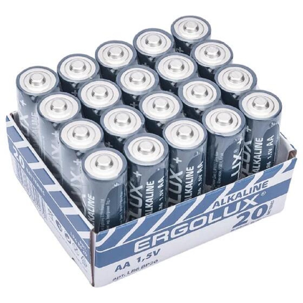 Ergolux Alkaline LR6 BP-20 (ПРОМО, LR6 BP20PR, пальчиковая батарейка 1.5В) (20 шт. в уп-ке)
