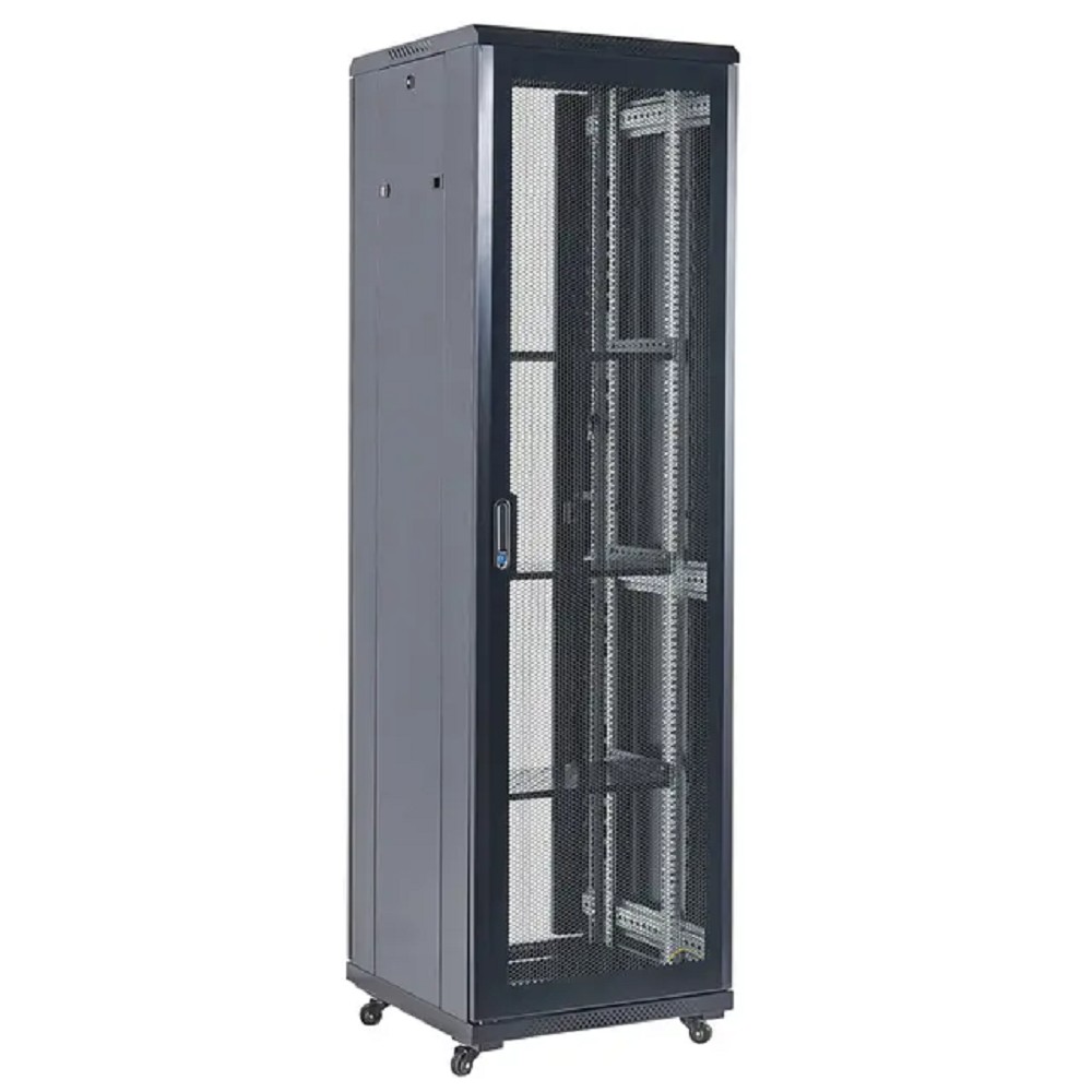 Rexant (04-4268-232) Напольный шкаф 19" 42U 600?800х2055 (ШхГхВ), дверь перфорация, перфорированная задняя дверь, боковые съемные стенки, RAL 9005
