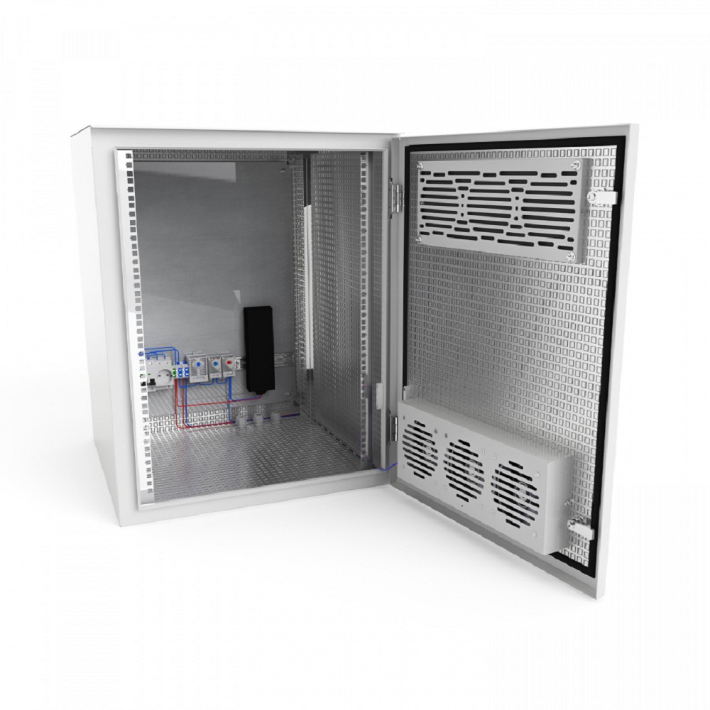 NTSS Шкаф настенный климатический NTSS WT 6U (ШхВхГ) 600x400x350 мм, 4 профиля 19, с обогревом 100W и вентиляцией, IP55, серый RAL 7035 NTSS-WT6U6035H100VIP55