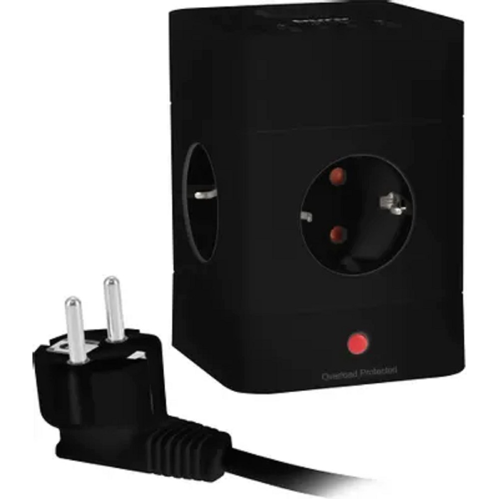 BURO BU-PTE4.1UC-Plus-B 1.5м (4 розетки) черный (коробка) {2090213}