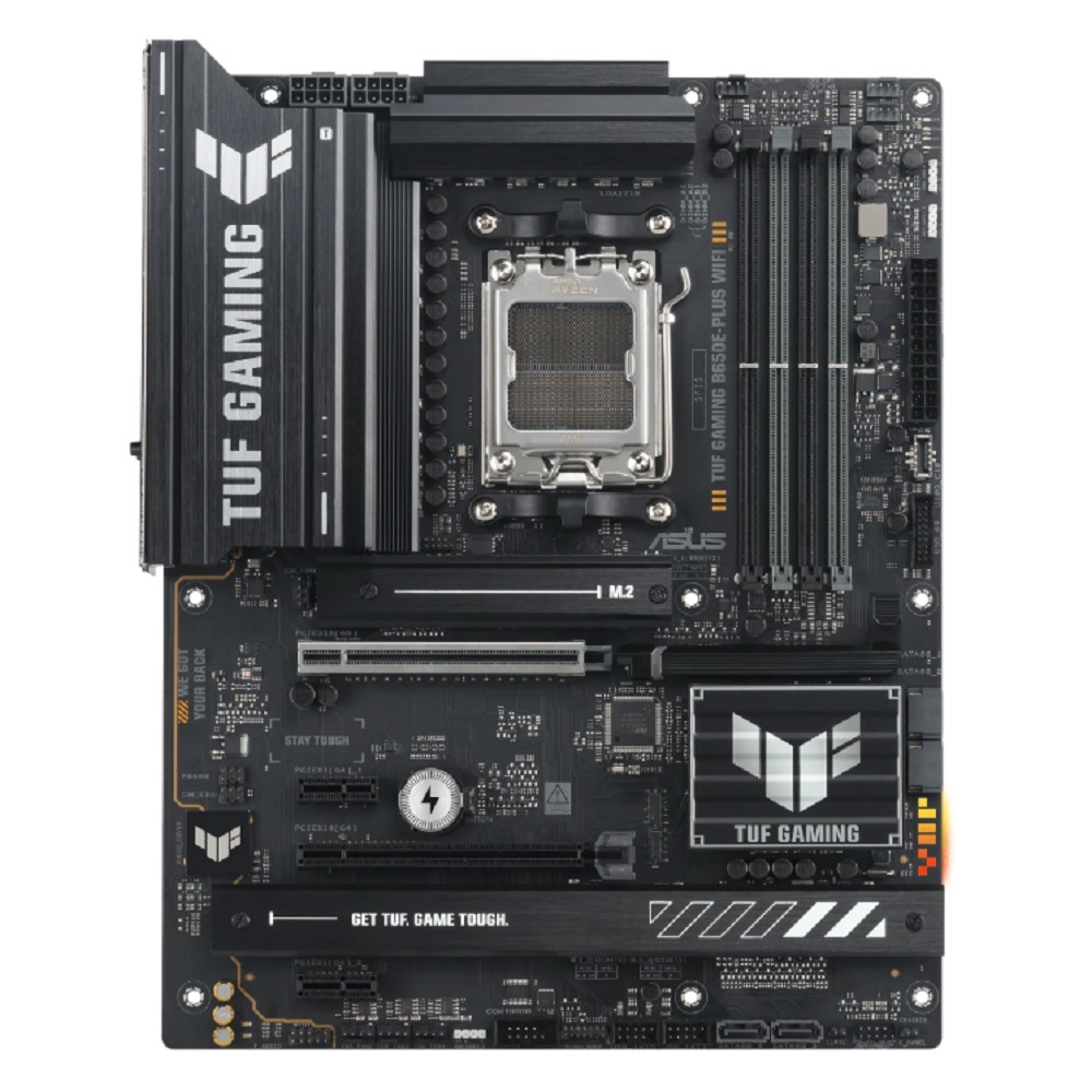ASUS TUF GAMING B650E-PLUS WIFI (Socket AM5, ATX, 4xDDR5(256GB), DP/HDMI, 1xPCIe 5.0x16/1xPCIe 4.0x16/2xPCIe 4.0, 1xLAN (2.5GbE), Wi-Fi, BT, 4xSATA 6Gb/s, 3xM.2, 1xType-C, 3xUSB 3.2, 6xUSB 2.0)