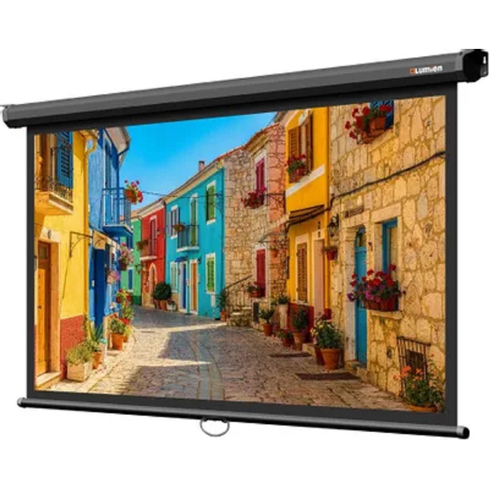 LUMIEN Eco Picture LEP-100129 137х192см (рабочая область 104х186 см) (84") Matte White верх.кайма 30 см, восьмигранный корпус, возможность потолочн./настенного крепления, 16:9, цвет корпуса черный