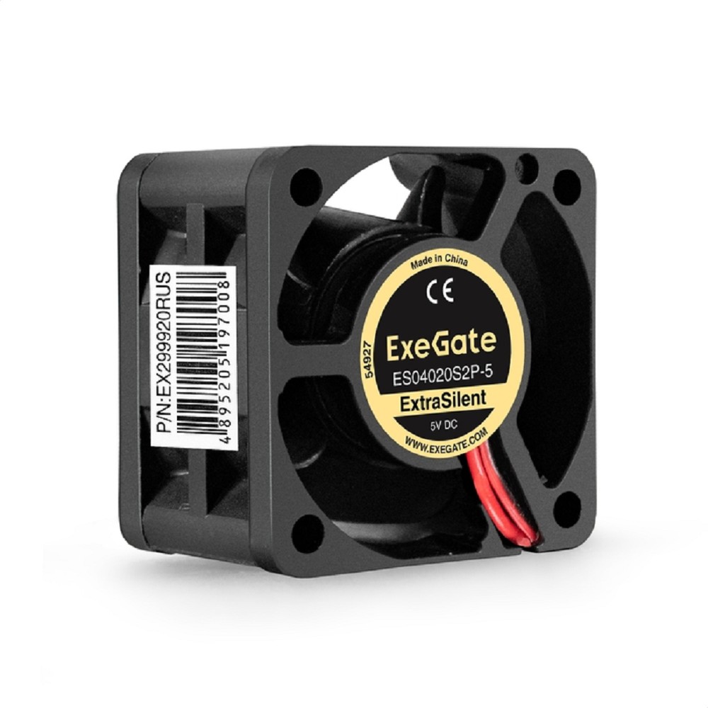 Exegate EX299920RUS Вентилятор 5В DC ExeGate ExtraSilent ES04020S2P-5 (40x40x20 мм, Sleeve bearing (подшипник скольжения), 2pin, 4800RPM, 21dBA)