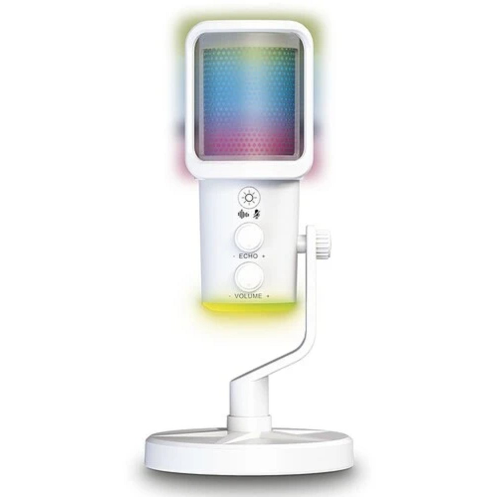RITMIX RDM-178 USB Gaming White {подкл. Type-C - USB A / Type-C, Jack 3,5 мм на наушники, подсветка, шумоподавление; размеры микрофона: 5 * 15* 5 см}
