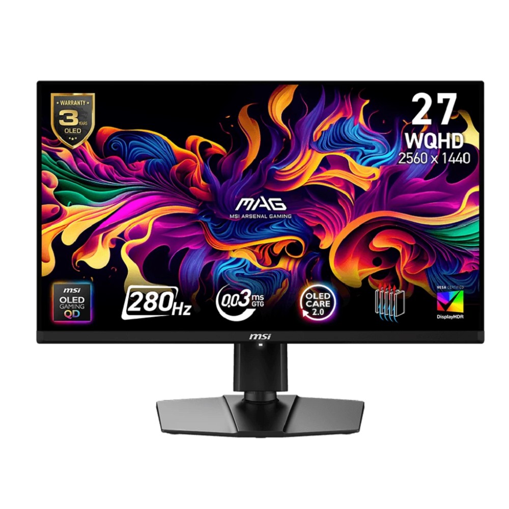 MSI MAG 26.5" 271QP QD-OLED X28 {QD-OLED Flat 2560x1440 280Hz 0.03ms 1000cd 2xHDMI DisplayPort Type-C Tilt Swivel Height Pivot VESA}