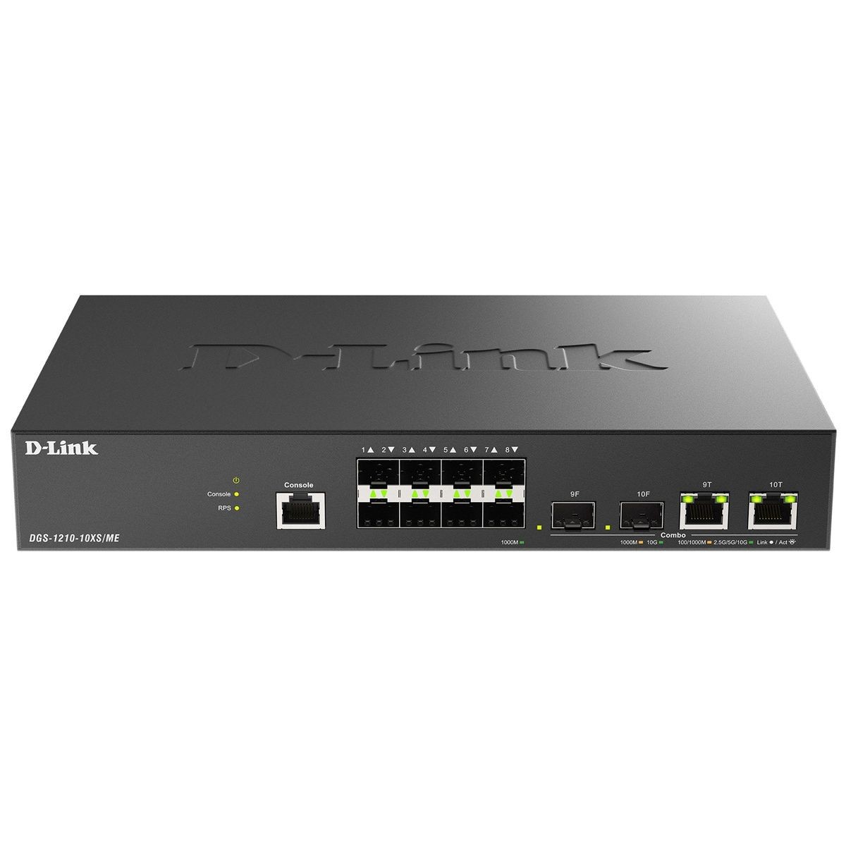 D-Link DGS-1210-10XS/ME/C1A Управляемый L2 коммутатор с 8 портами 1000Base-X SFP и 2 комбо-портами 10GBase-T/SFP+