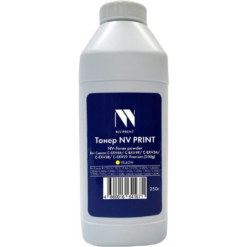NV Print Тонер + девелопер для Canon C-EXV54, C-EXV49, C-EXV34, C-EXV28, C-EXV29 для IR C3025i, 3125, IR Adv C3320i, C3325i, C3330i, C2020, C2025, C2030, C2220, C2225, C2230, Premium (250г)  Yellow