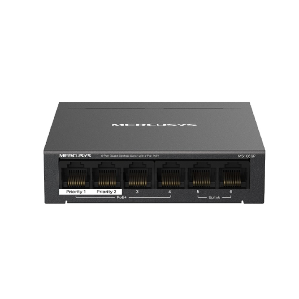 Mercusys MS106GP 6-портовый гигабитный настольный коммутатор (4 портов PoE+)
