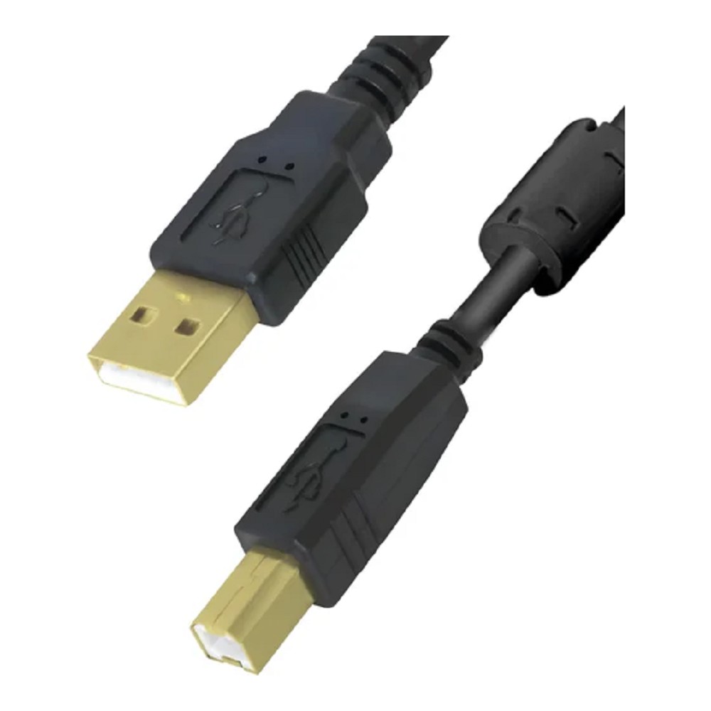 5bites UC5010-018A Проф. Кабель USB2.0, AM/BM, зол.разъемы, ферр.кольца, 1.8м., черный