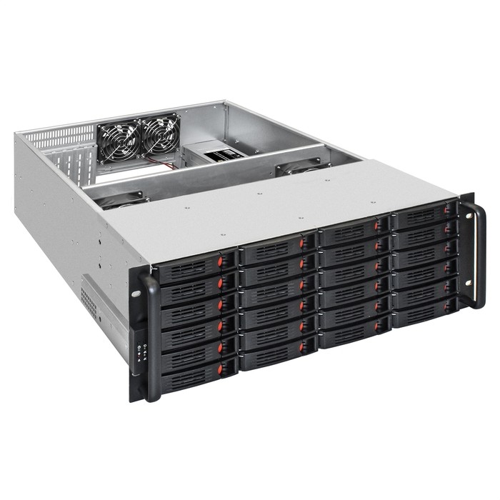 Exegate EX292425RUS Серверная платформа ExeGate Pro 4U660-HS24 <RM 19", высота 4U, глубина 660, Redundant БП 2x800W, 24xHotSwap, USB>