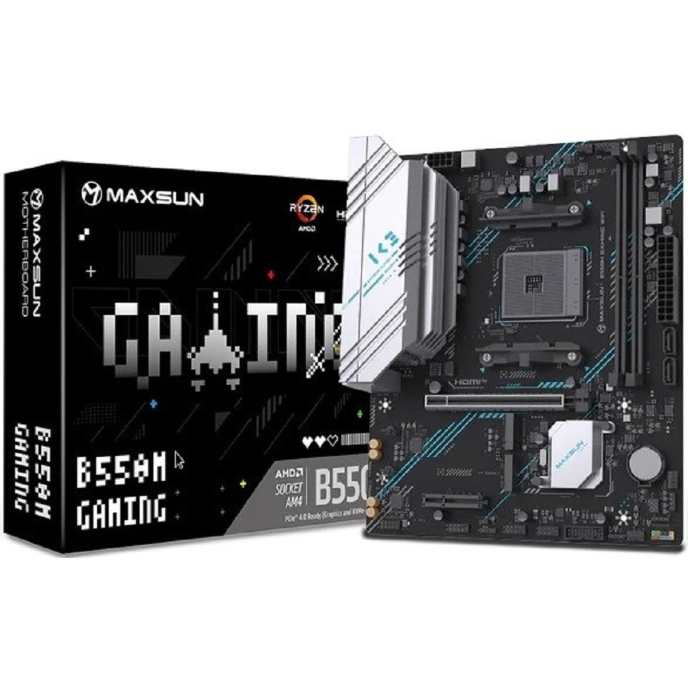 MAXSUN MS-B550M GAMING WIFI (Socket AM4, mATX, 2*DDR4, VGA/HDMI, 2*SATA3, 2*M.2, 1*PCIEx16/1*PCIEx4, 4*USB 2.0, 2*USB 3.2 Gen1, Wi-Fi 5,  LAN 1*1G, RTL)
