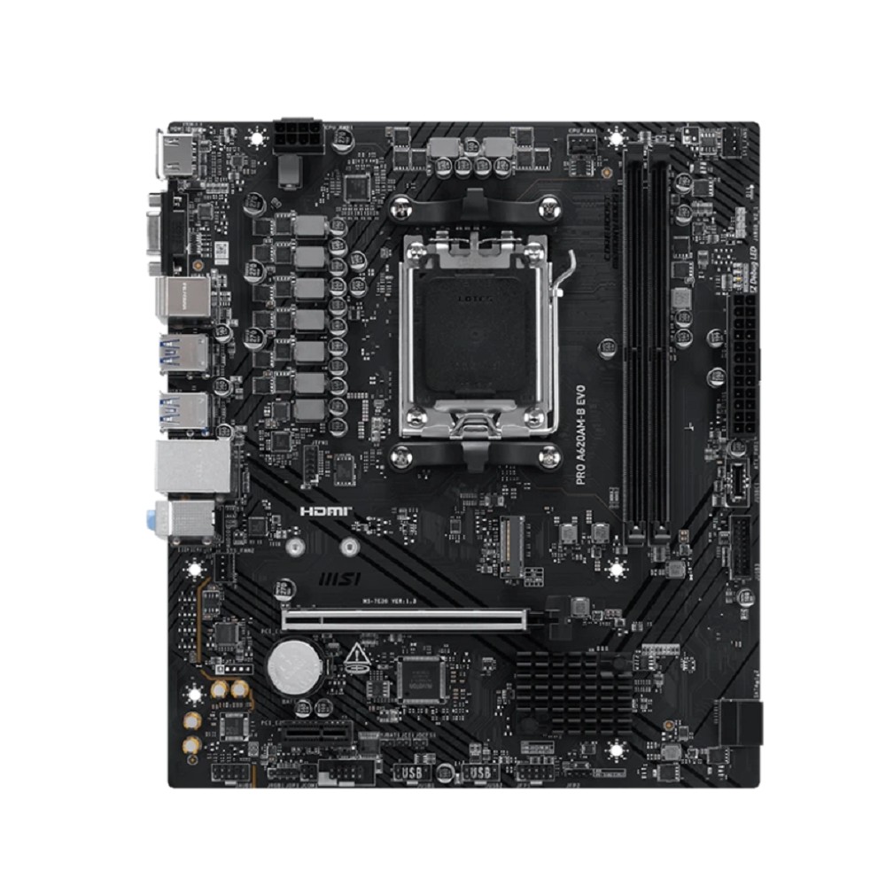 MSI PRO A620AM-B EVO Socket AM5 AMD A620A 2xDDR5 mATX AC`97 8ch(7.1) 2.5Gg RAID+VGA+HDMI
