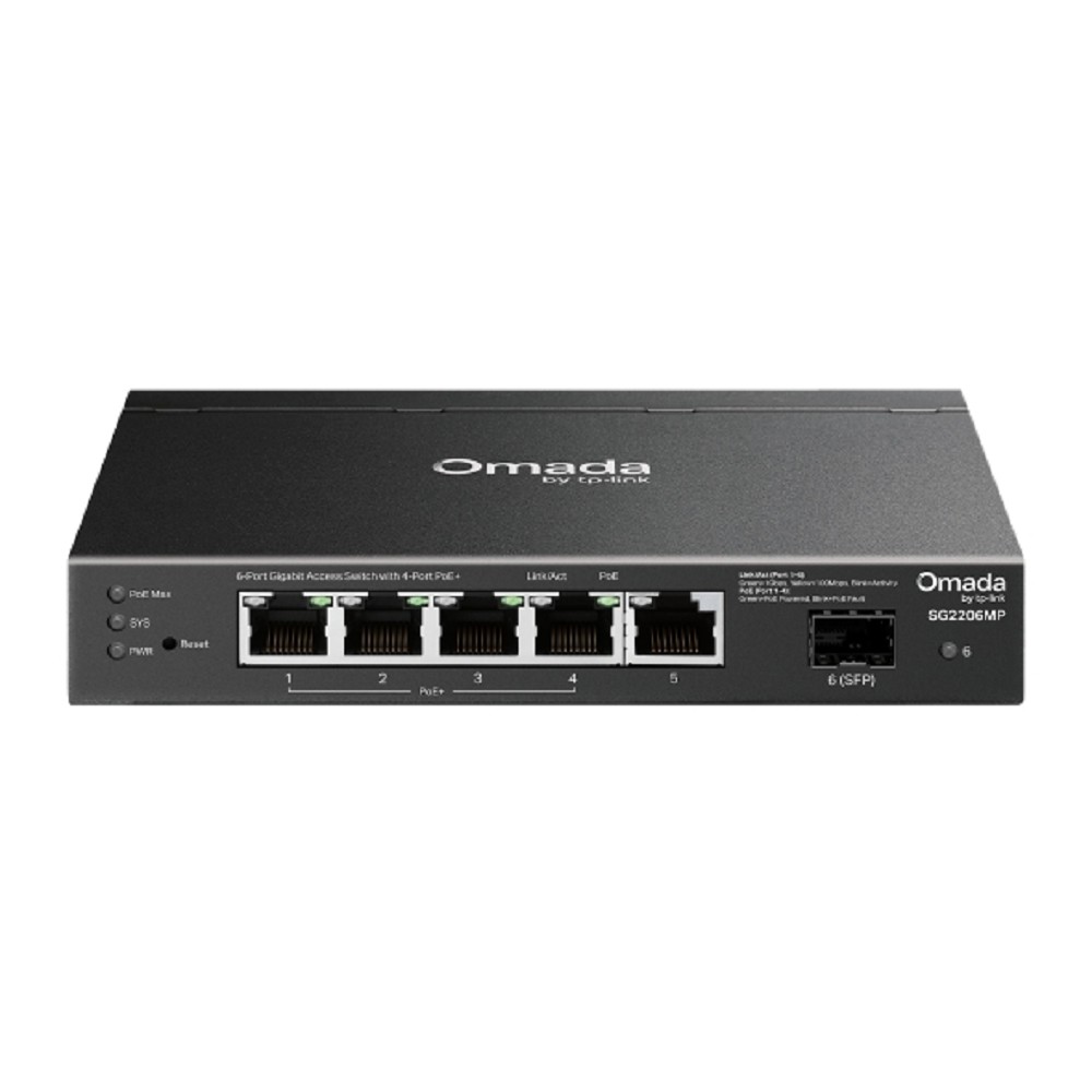 TP-Link SG2206MP Omada 6-портовый гигабитный управляемый коммутатор Smart с 4 портами PoE+
