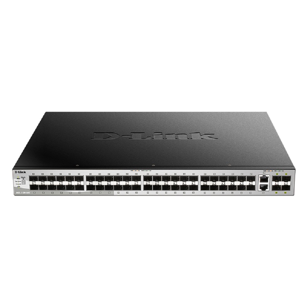 D-Link DGS-3130-54S/B1A PROJ Управляемый L3 стекируемый коммутатор с 48 портами 1000Base-X SFP, 2 портами 10GBase-T и 4 портами 10GBase-X SFP+