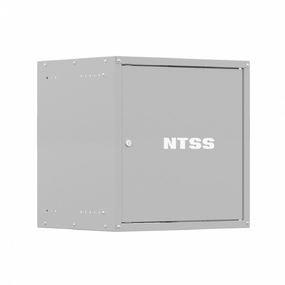 NTSS Шкаф настенный телекоммуникационный NTSS LIME 9U 550х600х500мм, 2 профиля 19, дверь сплошная металл, боковые стенки несъемные, разобранный, серый RAL 7035 NTSS-WL9U5560FD