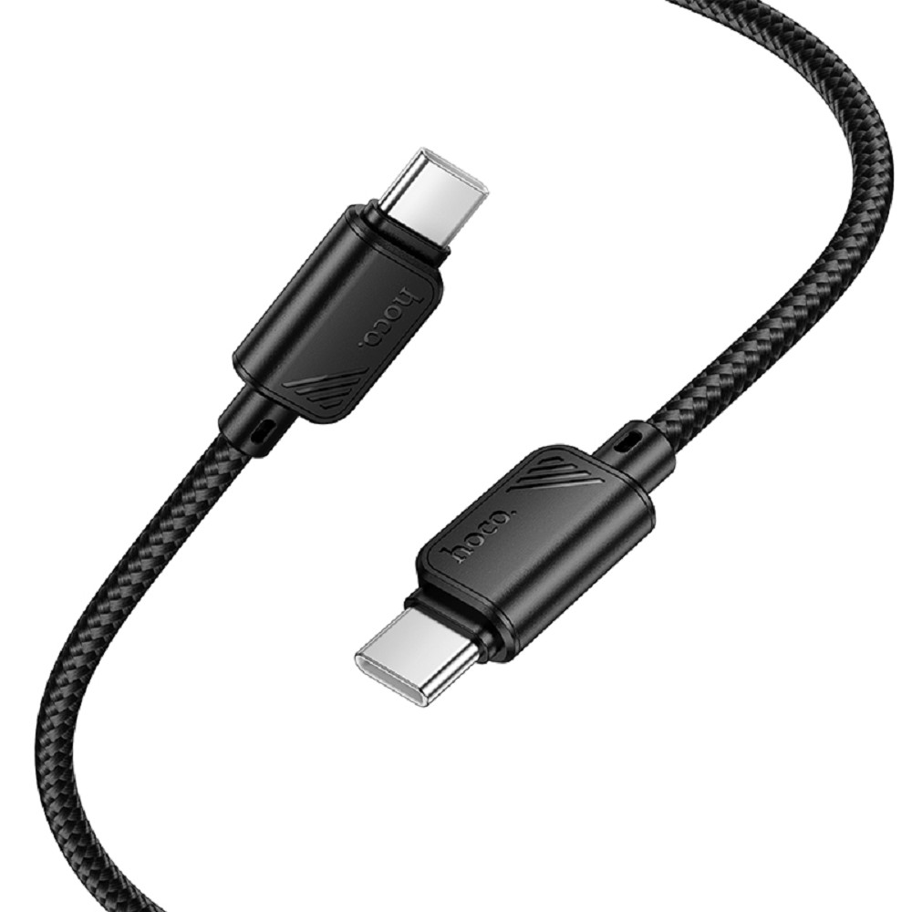 HOCO Кабель USB2.0 Hoco Type-C/Type-C, 3А, 60Вт, нейлоновая оплетка, X113, 1м, черный, коробка