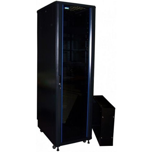 Шкаф серверный Lanmaster (TWT-CBB-42U-8X10-G1) напольный 42U 800x1000мм пер.дв.стекл задн.дв.двуст. 2 бок.пан. 800кг черный IP20
