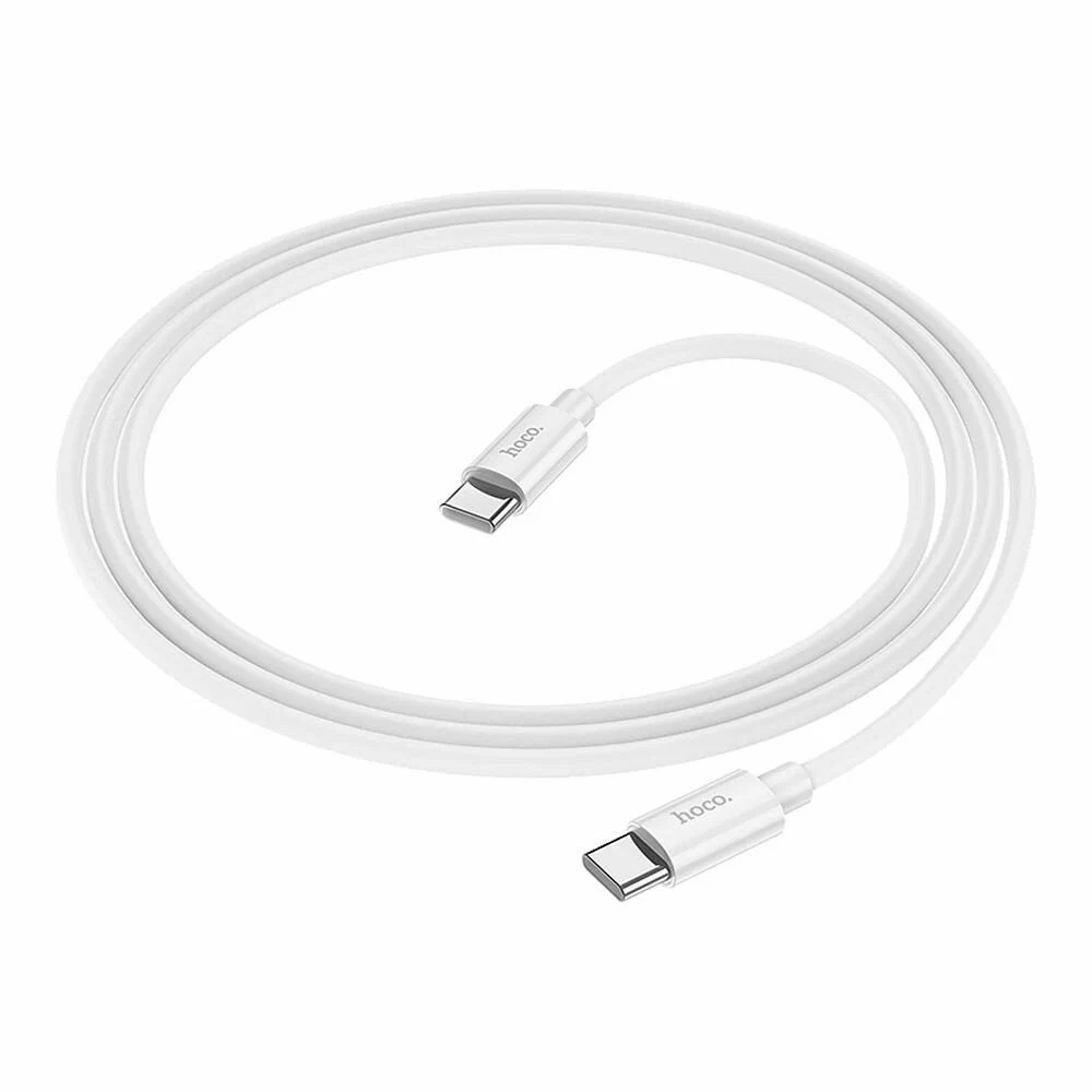 HOCO Кабель USB2.0 Hoco Type-C/Type-C, 3А, 60Вт, силиконовая оплетка, X87, 1м, белый, коробка