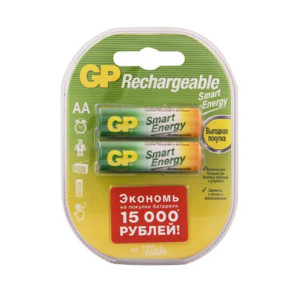GP Smart Energy AA, емкость 1000 мАч (100AAHCV-2CRSBC2) (2 шт. в уп-ке)  аккумулятор