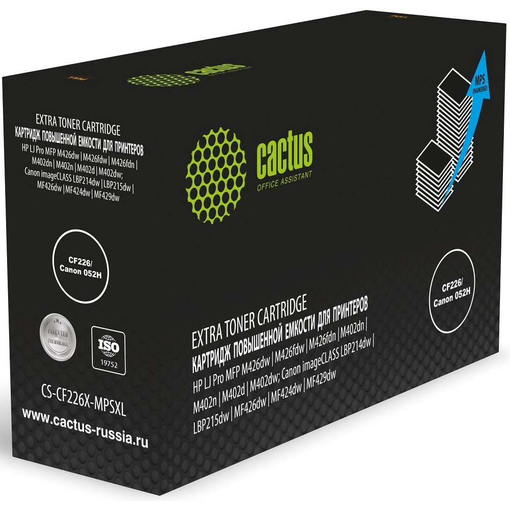 Картридж лазерный Cactus CS-CF226X-MPSXL CF226/Canon 052H черный (15000стр.) для HP LJ Pro MFP M426dw/M426fdw/M426fdn/M402dn/M402n/M402d/M402dw; Canon imageCLASS LBP214dw/LBP215dw/MF426dw/MF424dw/MF42