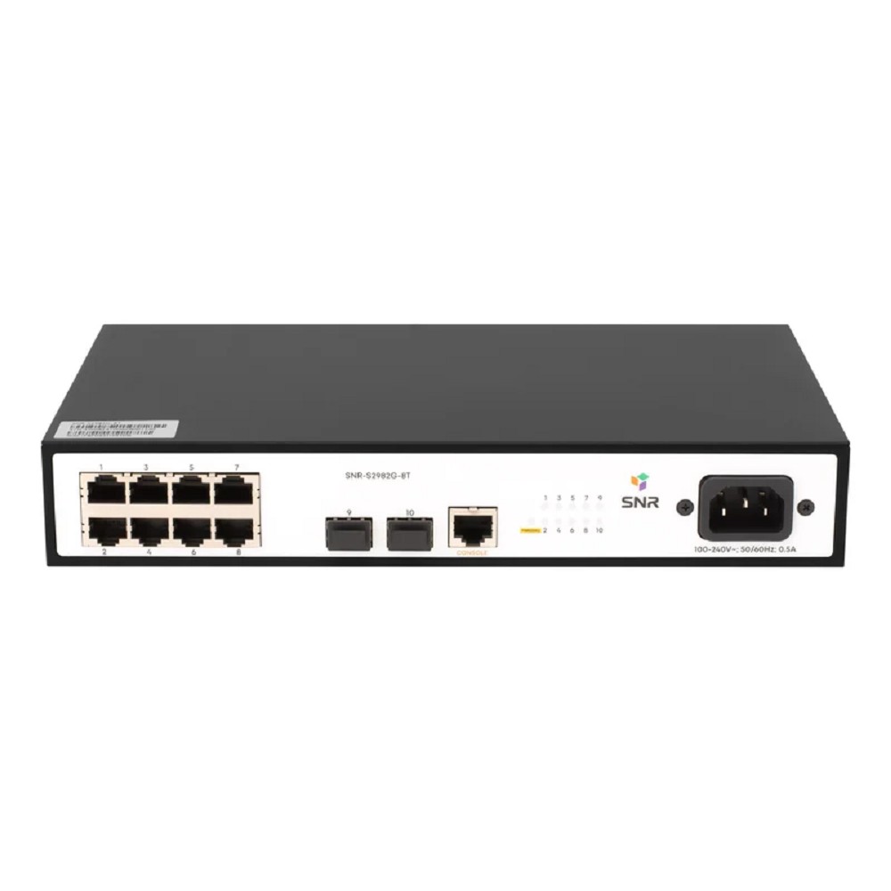 SNR SNR-S2982G-8T-RPS Управляемый гигабитный коммутатор уровня 2, 8 портов 10/100/1000Base-T, 2 порта 100/1000Base-X (SFP), встроенный БП ~220V AC, RPS 12V DC