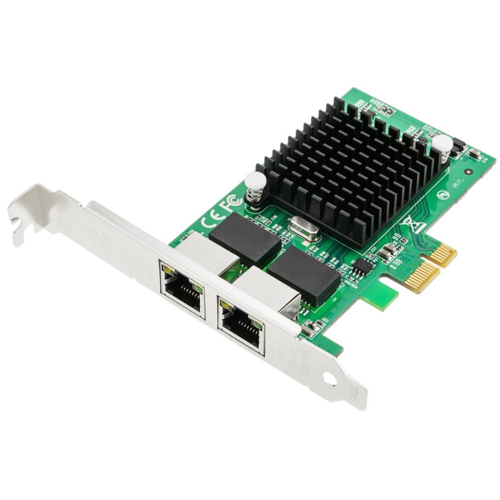 ORIENT XWT-INT82L2PE, Сетевая карта PCI-Ex1 v1.0a 2xRJ45 Gigabit Ethernet, Intel 82571GB chipset, 1 Гбит/с, 2 планки крепления в комплекте (31282)