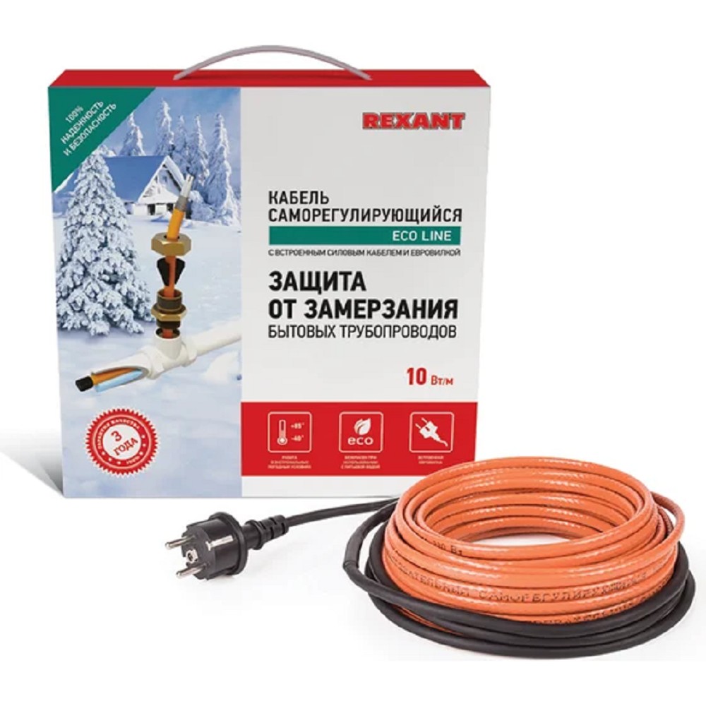 Rexant 51-0602 Греющий саморегулирующийся кабель (комплект в трубу) 10HTM2-CT ( 4м/40Вт) 