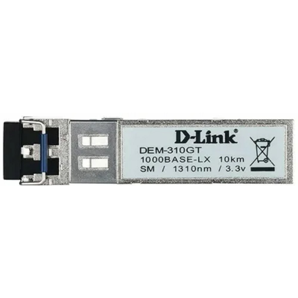D-Link 310GT/A1A SFP-трансивер с 1 портом 1000Base-LX для одномодового оптического кабеля (до 10 км, разъем Duplex LC)