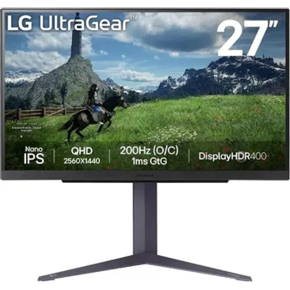 LCD LG 27" 27GS85Q-B UltraGear черный {IPS 2560x1440 200Hz 1ms 400cd 1000:1 178/178 10bit(8bit+FRC) 2xHDMI DisplayPort USB HAS pivot}[27gs85q-b.aruz]