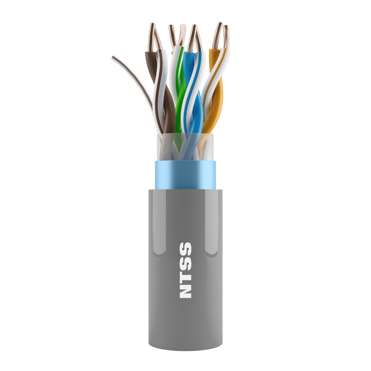 NTSS Кабель витая пара NTSS F/UTP 5e 4 пары одножильный 24AWG медь 305м внутренний нг(А)-HF (LSZH) серый NTSS-IN-FUTP4-5e-LSZH-GY