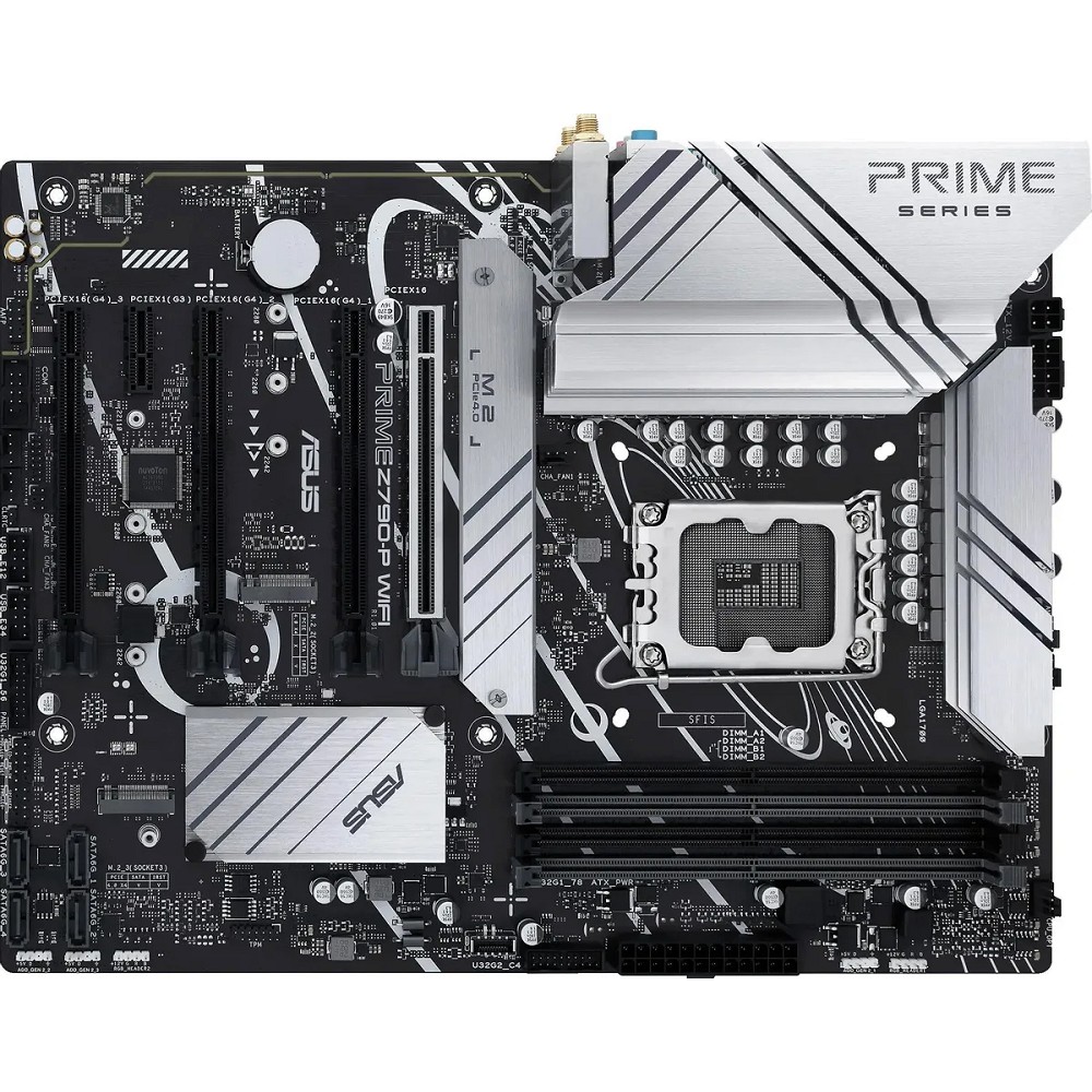 ASUS PRIME Z790-P WIFI (Socket 1700, ATX, 4xDDR5(192GB), DP/HDMI, 1xPCIe 5.0x16/3xPCIe 4.0x16/1xPCIe 3.0, 1xLAN (2.5GbE), Wi-Fi, BT, 4xSATA 6Gb/s, 3xM.2, 1xType-C, 3xUSB 3.2, 4xUSB 2)