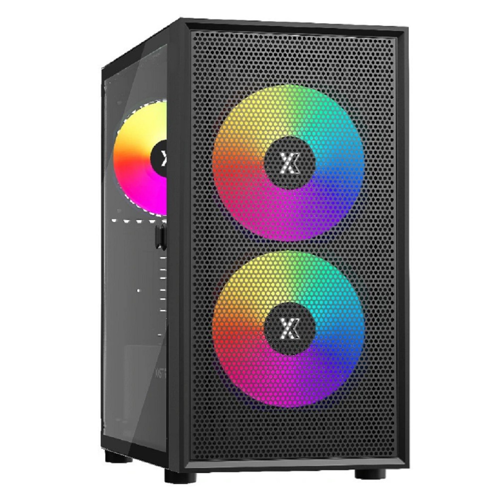 XASTRA Корпус A305M 3ARGB Black mATX/Mesh/ tempered glass / 2x140mm + 1x120mm ARGB PWM fans/ Door/  A305M-2FC14A-1FC12A-D