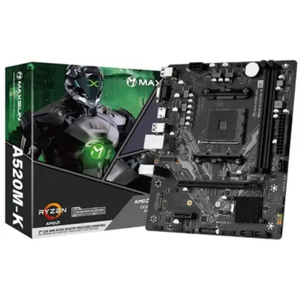 MAXSUN MS-Challenger A520M-K (Socket AM4, mATX, 2*DDR4, VGA/HDMI,  3*SATA3, 1*M.2, 1*PCIEx16/1*PCIEx1, 4*USB2.0, 2*USB 3.2 Gen1, LAN 1*1G, RTL)