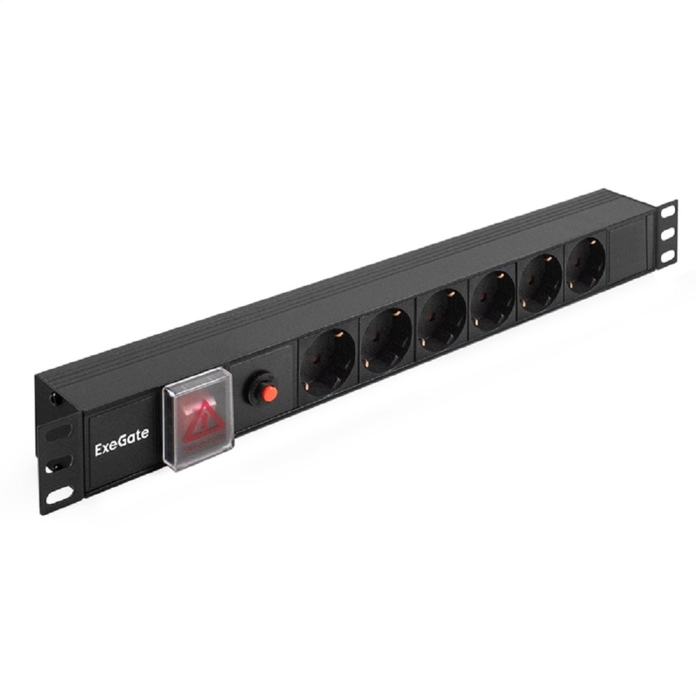 Повреждение упаковки Exegate EX280830RUS Блок розеток ExeGate ServerPro PDU-19H605 Al-6S-C14-SW-O, 19",1U,алюм, 6Schuko, С14, защ перегр