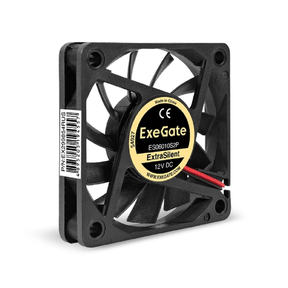 Exegate EX299854RUS Вентилятор 12В DC ExeGate ExtraSilent ES06010S2P (60x60x10 мм, Sleeve bearing (подшипник скольжения), 2pin, 2000RPM, 16dBA)