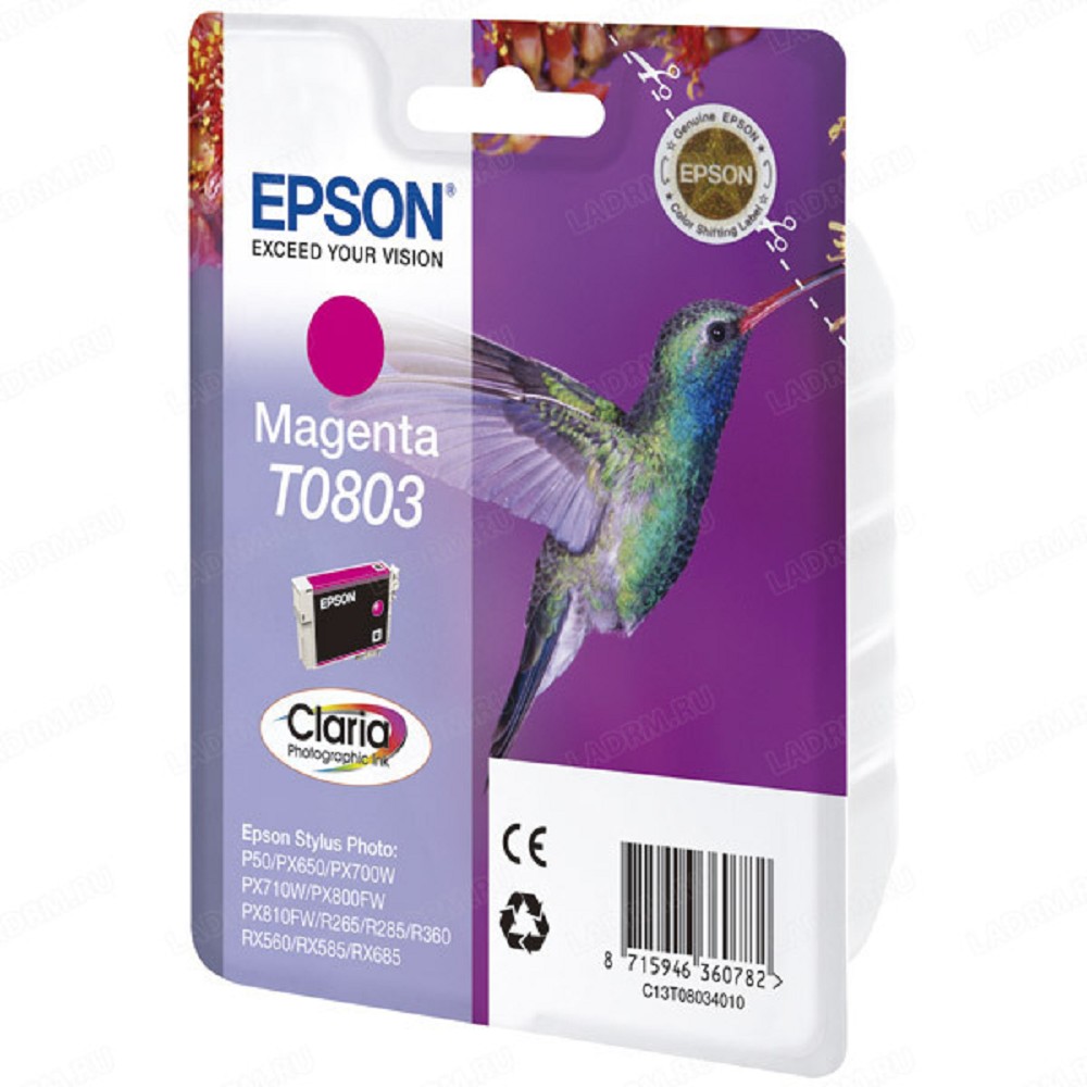 EPSON C13T08034011/010/4021  T0803 Картридж пурпурный, стандартной емкости P50/PX660 (cons ink)