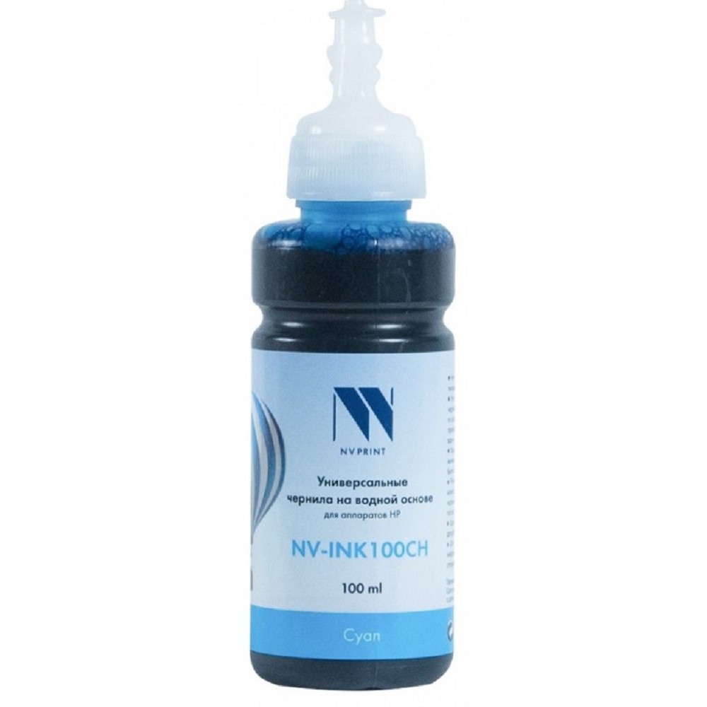 Чернила NV PRINT универсальные на водной основе NV-INK100CH для аппаратов HP (100 ml) Cyan совместимые