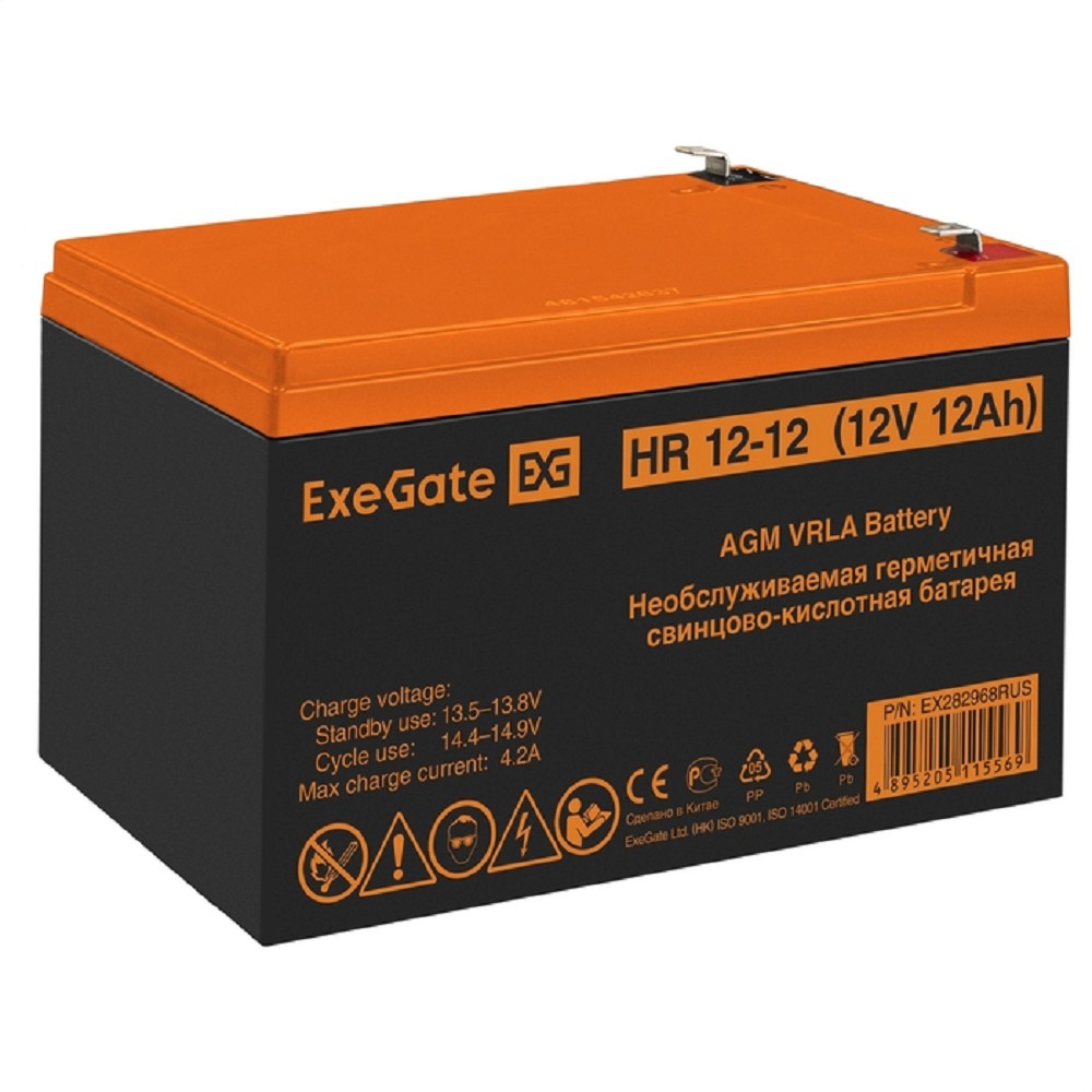 Exegate EX282968RUS Аккумуляторная батарея HR 12-12 (12V 12Ah 1251W, клеммы F2)