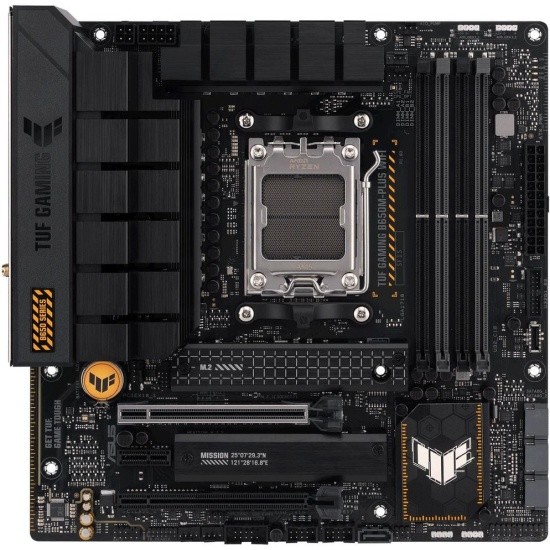 ASUS TUF GAMING B650M-PLUS WIFI (Socket AM5, mATX, 4xDDR5(128GB), DP/HDMI, 2xPCIe 4.0x16/1xPCIe 4.0, 1xLAN (2.5GbE), Wi-Fi 6i, BT 5.2, 4xSATA 6Gb/s, 2xM.2, 1xType-C, 3xUSB 3.2, 4xUSB 2.0)