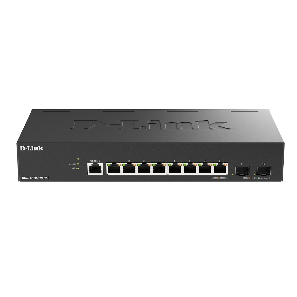 D-Link DGS-1210-10X/ME/C1A Управляемый L2 коммутатор с 8 портами 10/100/1000Base-T и 2 портами 10GBase-X SFP+ 