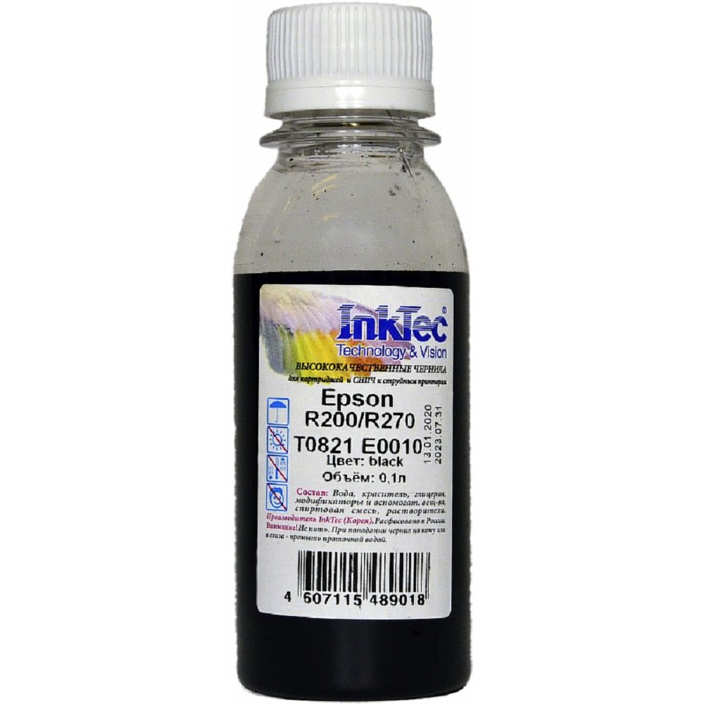 InkTec Чернила для Epson R200/R270 (T0821), Bk, 0,1 л.