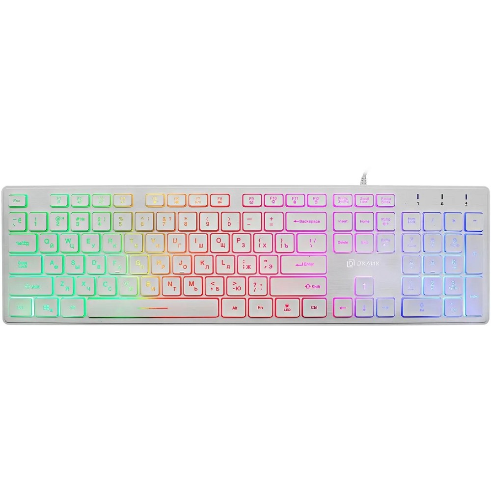 Клавиатура Oklick 550ML белый USB slim Multimedia LED [1061618]