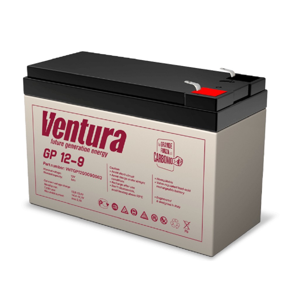 АКБ Ventura GP 12-9  12V/9Ah {S63 (F2), ДхШхВ 151х65х100мм, 2.55кг, срок службы 6-9 лет}