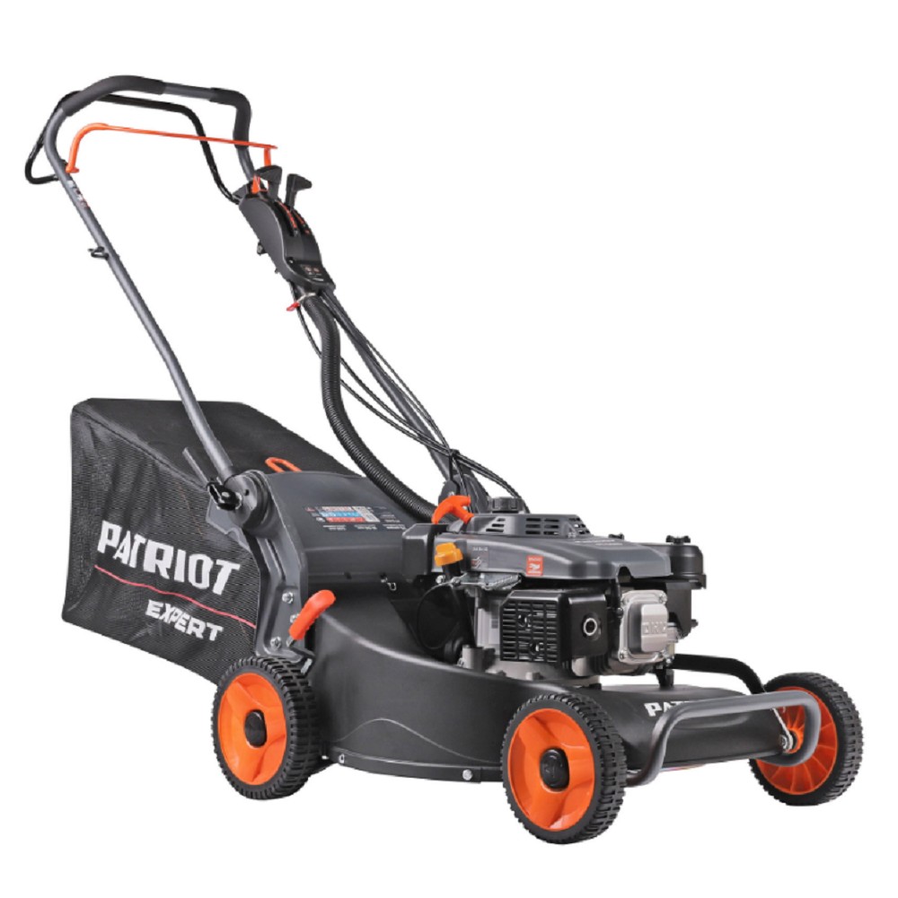 PATRIOT PT 54AS Газонокосилка бензиновая [512109054] { 53 см, самоходная(3 скорости), 7,5л.с., алюминиевая дека, крданная передача на редуктор колёс травосборник 75л }