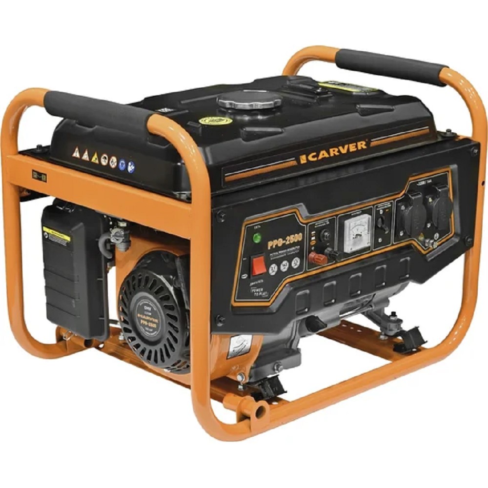 Генератор CARVER PPG- 2500 бензин [01.020.00009] { (LT-168, 2,1/2,3кВт, 220В, бак 15л, обмотка медь)16шт/пал }